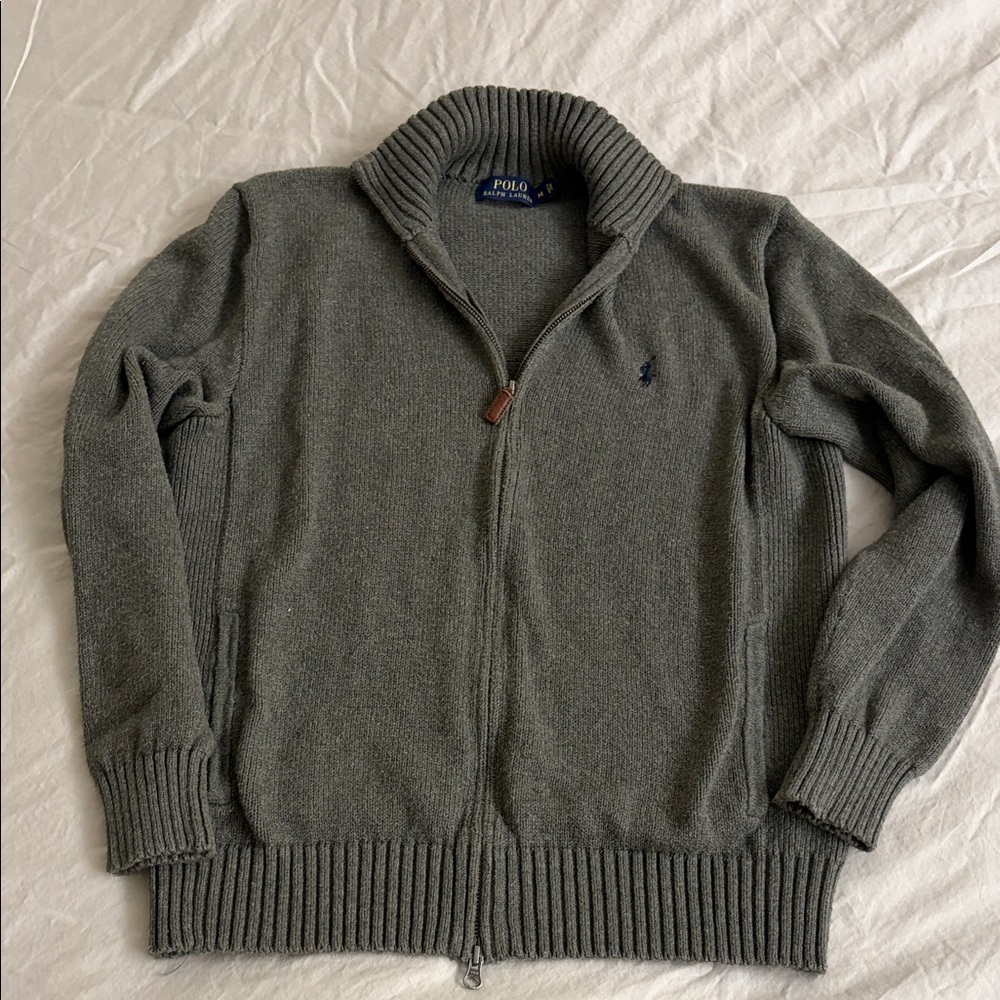 Polo by Ralph Lauren Men's Green Zip-Up Sweater